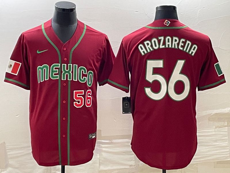 Men 2023 World Cub Mexico #56 Arozarena Red Nike MLB Jersey5